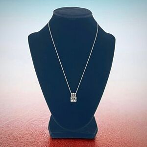 Gtr Thailand Princess Cut Lavender White Sapphire 925 Sterling Silver Necklace